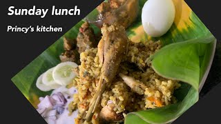 Chicken biryanigoat lever fry Sunday lunch recipestamil with English subtitlesprincy’s kitchen [upl. by Eidlog453]