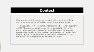 Policy Brief Presentation Veterans COLA Act [upl. by Ahsiemac]