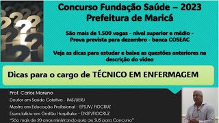 CONCURSO FESAÚDE DE MARICÁ DICAS DO PROFESSOR CARLOS MORENO PARA O CARGO DE TÉCNICO EM ENFERMAGEM [upl. by Stringer]