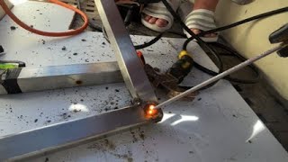 Welding 15mm Stainless Steel Burned Hole After Hole in the Solar Panel Frame [upl. by Ayekam]