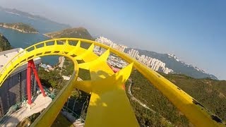 Hair Raiser Roller Coaster POV Ocean Park Hong Kong BampM Floorless OnRide [upl. by Gally]