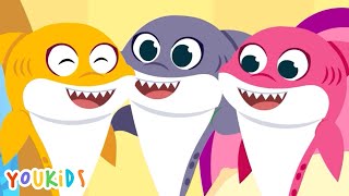 5 Little Monkeys Song with Baby Sharks  YouKids Nursery Rhymes [upl. by Minnie277]