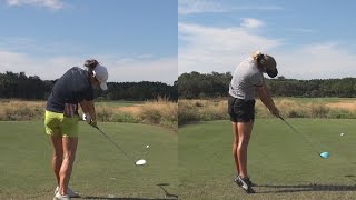 LEXI THOMPSON vs GERINA PILLER 2014  LONG DRIVE BIG HITTERS GOLF SWING REG amp SLOW MOTION 1080p HD [upl. by Iddet]