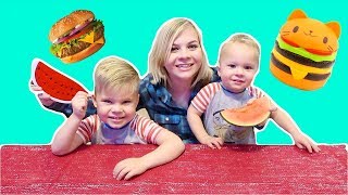 SQUISHY FOOD vs REAL FOOD W Ollie and Finn  SoCassie [upl. by Nelsen]