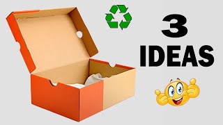 DONT THROW AWAY SHOE BOXES  3 Awesome Organizer Basket Ideas  Best Out of Waste [upl. by Atok]