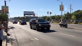 Barak Obamas Presidential Motorcade in Los Angeles  July 2014 [upl. by Iadam]