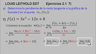 LEITHOLD EJERCICIO 21 7 Punto donde la recta tangente sea horizontal [upl. by Binni15]