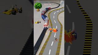 A speeding racing car approaches while a chicken stands on the road a man runs and train approaches [upl. by Gothar]