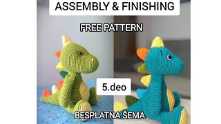 Heklani dinosaurus 5deoCrochet dino part 5 Besplatna šemaFree pattern [upl. by Talyah256]