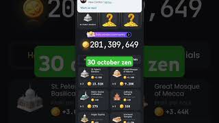 Zen coin daily combo 30 October  Zen coin today combo cards October  Zen coin airdrop [upl. by Grantland]