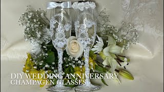 DIY Wedding anniversary champagne glasses 🥂 [upl. by Shiekh88]