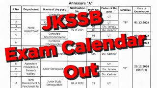 JKSSB Exam Calendar 2024 [upl. by Ruon]