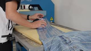 Cloth IronThe Process of Rhinestone Heat Transfer Iron on Denim Jacket [upl. by Adlanor]