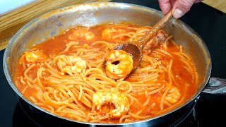 Spaghetti ai Gamberoni cotti in padella Gustosissimi  Spaghetti With Prawns Tasty [upl. by Ahsinrad]