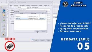 Curso básico de APU con NeodataTrabajar con la versión DEMO [upl. by Lleret]