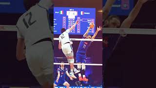 Brizard 🔥 the wall of France 😲😲 volleyball blocking 😲 volleyball spiking shorts volley volleyball [upl. by Rayshell]