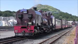 Trains on the Welsh Highland and Ffestiniog Railways 230622 Porthmadog Beddgellert Minffordd [upl. by Neff220]