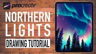 Northern Lights Drawing  PROCREATE Painting Tutorial for Beginners [upl. by Felipe]