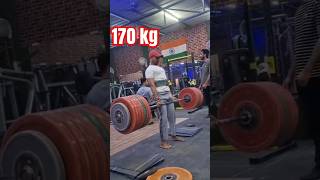 Conventional deadlift 170 kg × 1 reps 🐘motivation 🔥indianpowerlifting nikhilfitworld deadlift [upl. by Leraj]