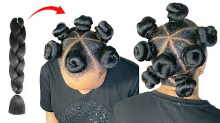 Breathtaking Bantu Knots On Natural Hair Using Braiding Hair Easiest Method Protective Style [upl. by Daria]