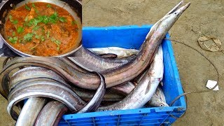 Market To Kitchen  Eel Fish Curry Recipe 2017  Cooking Eel Fish Gravy  Village Food 2017 [upl. by Yehudi329]