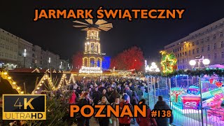 ⁴ᴷ⁶⁰ 🇵🇱 Poznań  Spacer po Jarmarku Świątecznym  Rynek i Plac Wolności 138 Listopad 2024 4K [upl. by Llerrehc]