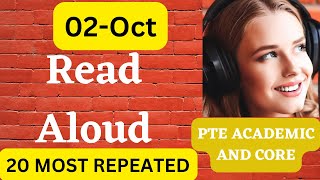 PTE Read Aloud Academic and Core  Oct 2024  Most Repeated [upl. by Lemmy491]