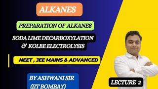 preparation of alkanes soda lime decarboxylation amp Kolbes electrolysis [upl. by Eillime714]