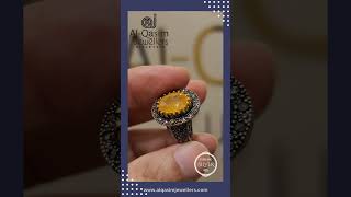 Yellow topaz or yellow sapphire studded in sterling silver Turkish ring  pukhraj silverring [upl. by Norina]