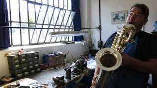 Testing a Borgani Silver Baritone Sax after repair Inside Borgani Factory [upl. by Calandria428]