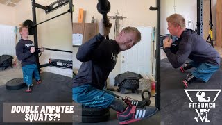 AMPUTEE EXERCISE Bilateral Above Knee Squat Progressions Stubbies 2021 [upl. by Killam]