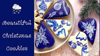 Beautiful Christmas Cookies One stroke technique💙❄️💙 [upl. by Merete]