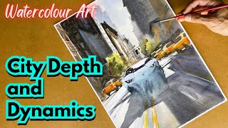 Advanced Watercolour Cityscapes  Painting Light Shadows and Motion in City Depth and Dynamics [upl. by Borreri]