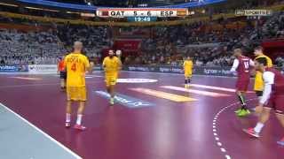 █▬█ Spain  Qatar First Half 24th Mens Handball World Championship 20150121 [upl. by Enyrhtak]