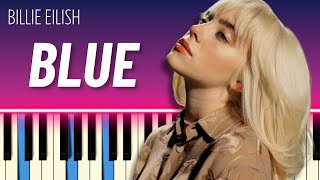 BLUE EASY PIANO TUTORIAL  Billie Eilish [upl. by Bianka490]