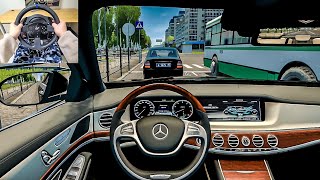 Mercedes Benz S500 W222  City Car Driving Steering Wheel Gameplay [upl. by Annamarie500]