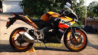 DIY Honda 2012 CBR 125R KampN Air Filter Change [upl. by Iolanthe]