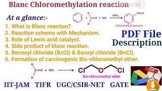 Blanc Chloromethylation Reaction Application IIT JAM UGC CSIR NET GATE JAM CHEMISTRY [upl. by Haida]