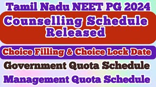 Tamil Nadu NEET PG 2024 Counselling Schedule released  Choice Filling amp Choice Lock Date announced [upl. by Maffa]