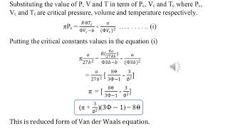 Reduced form of Van der Waals equation  Law of corresponding statesUnit 5 BPC Class Dr M Ghosh [upl. by Akirehs]