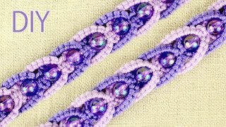 DIY Intertwining Macramé Bracelet with Beads Tutorial [upl. by Beaulieu]