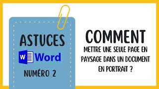 Comment mettre une page en paysage dans un document en portrait [upl. by Yenwat]