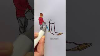 Please lets protect our nature and trees 😍 drawing animasyon art paint shortvideo love [upl. by Viradis]