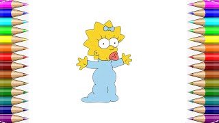 How to draw Maggie from the Simpsons easy Step by Step for beginners🥰  Easy Drawing for Kids💖 [upl. by Ursulina]