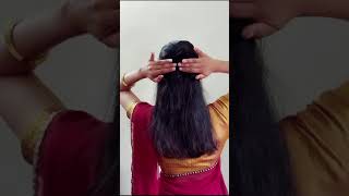 Easy and elegant hairstyle for women 🌺saree hairstyle with clips ✨🌺centre clip hairstyle [upl. by Moreta]