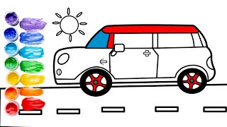 How to Draw a Cute Car for Kids in Simple StepsCar drawing easy Learn Color Easy Drawing Painting [upl. by Cinom]