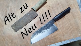 Cleaver aus einem alten Kochmesser ein Schrottmesser bekommt neues Leben kitchenknife blacksmith [upl. by Harutak]