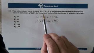 Puntaje Nacional Razones y Proporciones  Guía de ejercicios  Ejercicio 18 [upl. by Derdle]