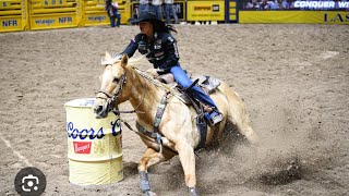 NFR 2024 round 2 barrel racing full Round barrelracing horse sistertakestheW [upl. by Kirtley64]