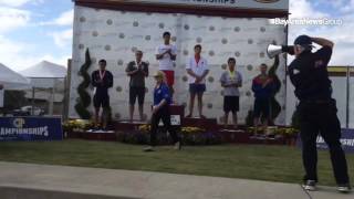 CIF swimming amp diving sights amp sounds Watch Los Altos Albert Gwo receive medals for winning 50 10 [upl. by Adnil]